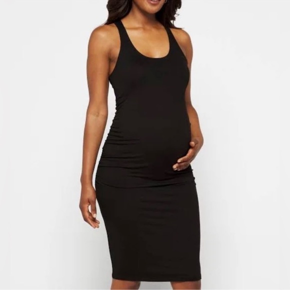 NWT MARKET & SPRUCE Stitch Fix Black Ren Maternity Racerback Midi Dress - Picture 1 of 9